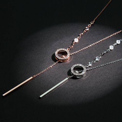 Tibetan Style Sweater Chain Necklace, plated, fashion jewelry & for woman & with rhinestone, more colors for choice, Length:Approx 92 cm, Sold By PC