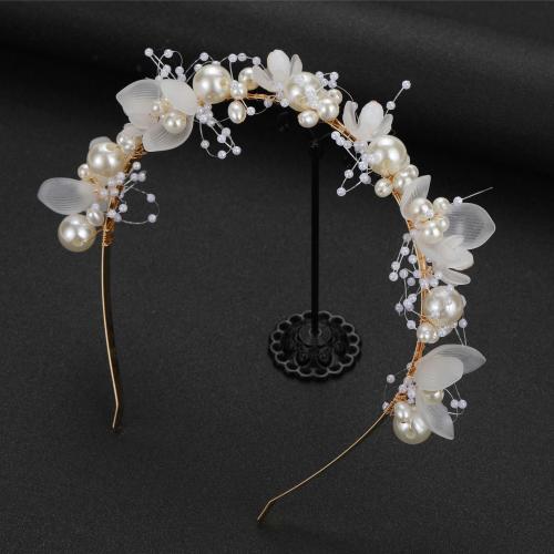 Hair Bands Iron with Plastic Pearl fashion jewelry & for woman diameter 130mm perimeter 450mm Sold By PC