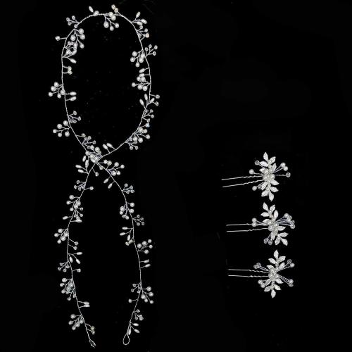 Mixed Hair Accessories Zinc Alloy Headband & hair stick with Plastic Pearl 4 pieces & fashion jewelry & for woman Sold By Set