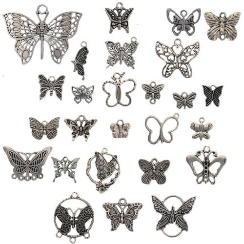 Zinklegierung Tier Anhänger, Schmetterling, antik silberfarben plattiert, DIY & verschiedene Größen vorhanden, keine, frei von Nickel, Blei & Kadmium, ca. 100PCs/Tasche, verkauft von Tasche