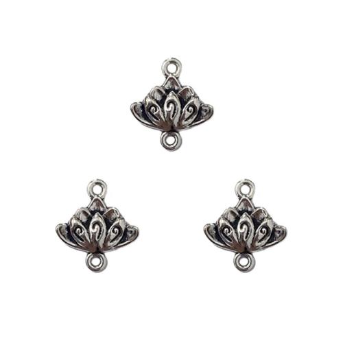 Fleur Zinc Alloy connecteur, alliage de zinc, Plaqué de couleur d'argent, DIY & boucle de 1/1, protéger l'environnement, sans nickel, plomb et cadmium, 15x16mm, Environ 100PC/sac, Vendu par sac