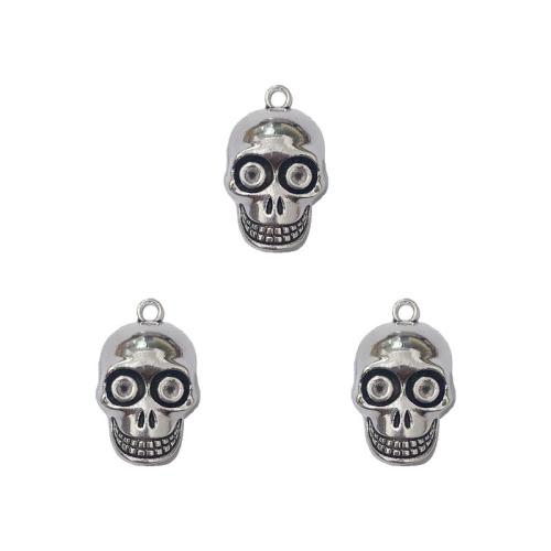 Colgantes de Aleación de Zinc en Forma Calavera, chapado en color de plata antigua, Bricolaje, libre de níquel, plomo & cadmio, 20x32mm, aproximado 100PCs/Bolsa, Vendido por Bolsa