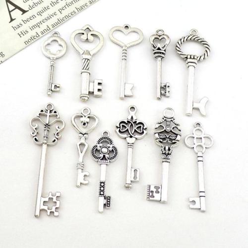 Tibetan Style Key Pendants, antique silver color plated, DIY & different size for choice, more colors for choice, nickel, lead & cadmium free, Approx 100PCs/Bag, Sold By Bag