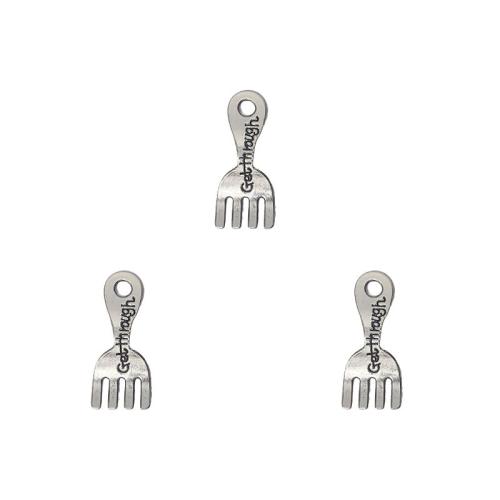 Tibetan Style Pendants, Fork, antique silver color plated, DIY, nickel, lead & cadmium free, 30x13mm, Approx 100PCs/Bag, Sold By Bag