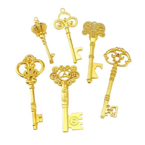 Zink Alloy Key Hängen, guldfärg pläterade, DIY & olika storlek för val, fler färger för val, nickel, bly och kadmium gratis, Ca 100PC/Bag, Säljs av Bag