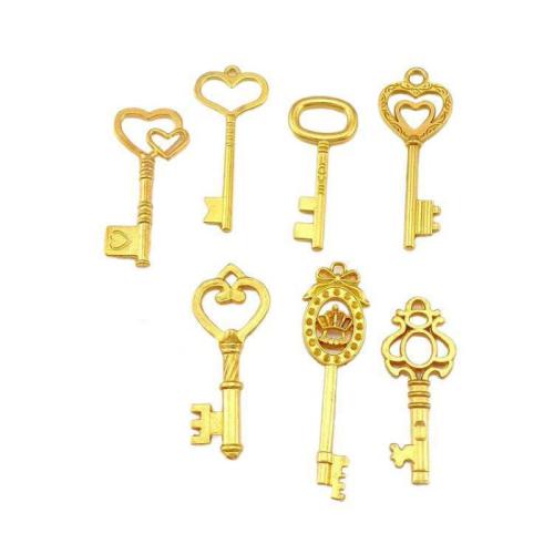 Zink Alloy Key Hängen, guldfärg pläterade, DIY & olika storlek för val, fler färger för val, nickel, bly och kadmium gratis, Ca 100PC/Bag, Säljs av Bag