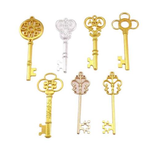 Tibetan Style Key Pendants, plated, DIY & different size for choice, more colors for choice, nickel, lead & cadmium free, Approx 100PCs/Bag, Sold By Bag