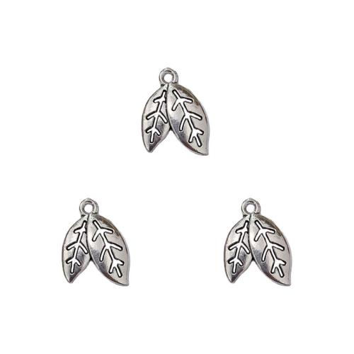 Tibetan Style Leaf Pendants, antique silver color plated, DIY, nickel, lead & cadmium free, 13x18mm, Approx 100PCs/Bag, Sold By Bag