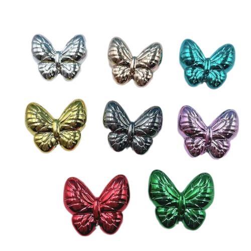 Plated Acrylic Beads, Butterfly, UV plating, DIY, more colors for choice, 26x22mm, Hole:Approx 2mm, Approx 100PCs/Bag, Sold By Bag