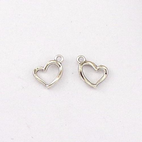 Ciondoli a cuore in lega di zinco, lega in zinco, placcato argento antico, DIY, assenza di nichel,piombo&cadmio, 13x10x1.80mm, Appross. 100PC/borsa, Venduto da borsa