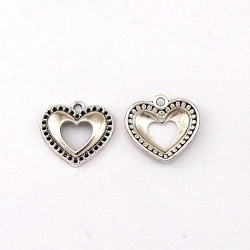 Zinc Alloy Heart Pendants antique silver color plated DIY nickel lead & cadmium free Approx Sold By Bag