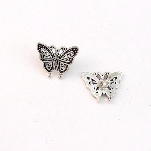 Colgantes Animales de Aleación de Zinc, Mariposa, chapado en color de plata antigua, Bricolaje, libre de níquel, plomo & cadmio, 14x12x1.20mm, aproximado 100PCs/Bolsa, Vendido por Bolsa