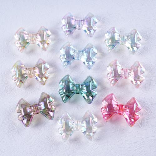 Plated Acrylic Beads, Bowknot, UV plating, DIY, more colors for choice, 22x28mm, Hole:Approx 2mm, Approx 100PCs/Bag, Sold By Bag