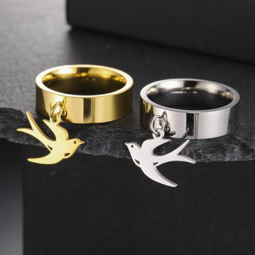 Titanium Steel Finger Ring swallow plated & for woman Sold By PC