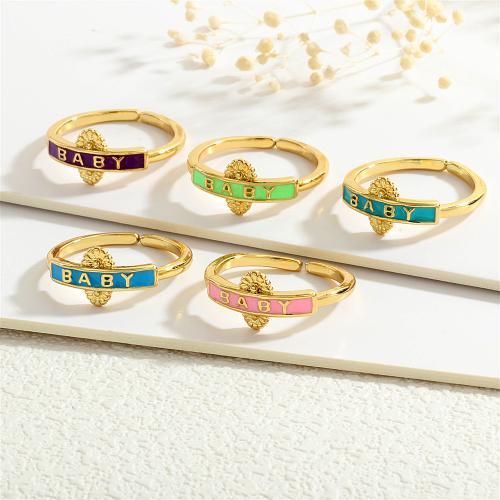 Brass Finger Ring gold color plated for woman & enamel nickel lead & cadmium free Sold By PC