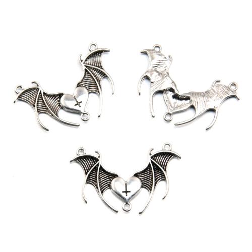 Animal Tibetan Style Connector, Bat, antique silver color plated, DIY & 2/1 loop, nickel, lead & cadmium free, 100PCs/Bag, Sold By Bag