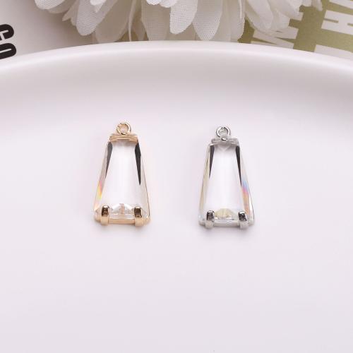 Brass Jewelry Pendants, with Crystal, Trapezium, plated, DIY, more colors for choice, nickel, lead & cadmium free, 23x11mm, Sold By PC