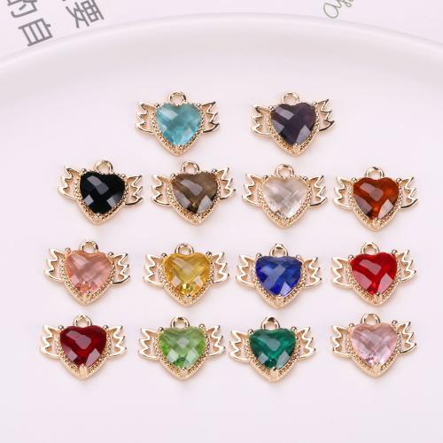 Brass Jewelry Pendants, with Crystal, Heart, gold color plated, DIY, more colors for choice, nickel, lead & cadmium free, 18x12mm, Sold By PC