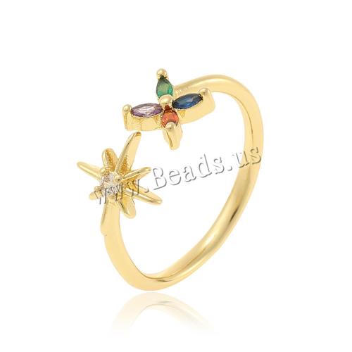 Cúbicos Circonia Micro Pave anillo de latón, metal, chapado en color dorado, Joyería & micro arcilla de zirconia cúbica, más colores para la opción, libre de níquel, plomo & cadmio, Vendido por UD