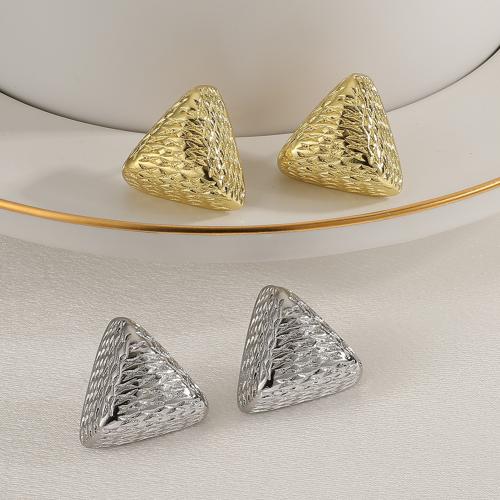 Brass Stud Earring, Triangle, plated, fashion jewelry, more colors for choice, nickel, lead & cadmium free, 19x17.50mm, Sold By Pair