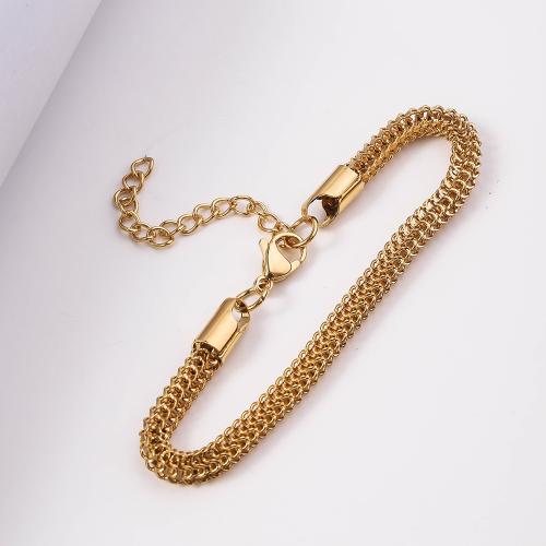 Bijoux bracelet en acier inoxydable, Acier inoxydable 304, avec 5cm chaînes de rallonge, Placage de couleur d'or, bijoux de mode, doré, 5mm, Longueur:18 cm, Vendu par PC