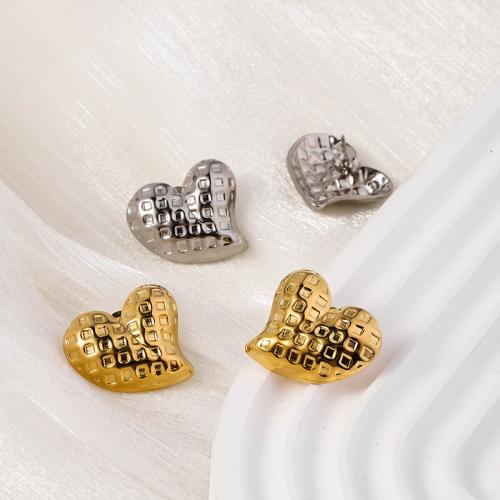 Stainless Steel Stud Earrings 304 Stainless Steel Heart plated fashion jewelry Sold By Pair