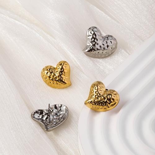 Stainless Steel Stud Earrings, 304 Stainless Steel, Heart, plated, fashion jewelry, more colors for choice, 20x22mm, Sold By Pair