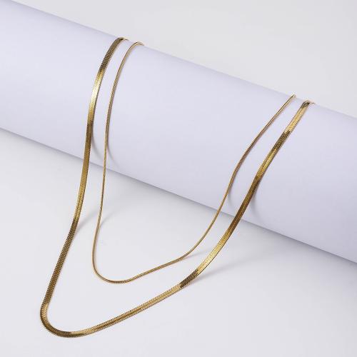 Stainless Steel Chain Necklace, 304 Stainless Steel, gold color plated, fashion jewelry, golden, Sold By PC