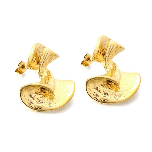 Stainless Steel Stud Earrings, 304 Stainless Steel, 18K gold plated, fashion jewelry & for woman, Sold By Pair