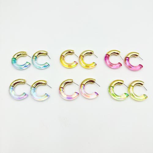 Acrylic Jewelry Earring, UV plating, fashion jewelry & for woman, more colors for choice, Sold By Pair