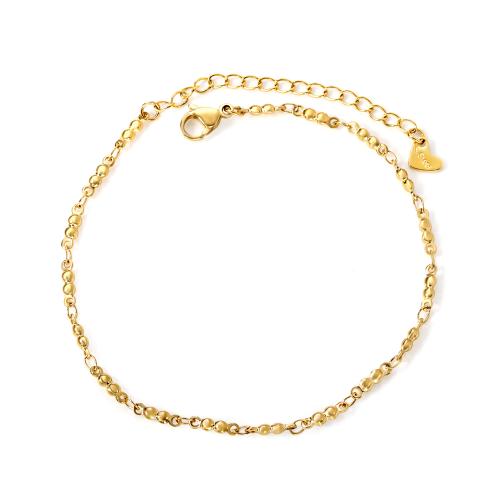 Anklet de acero inoxidable, acero inoxidable 304, con 6cm extender cadena, Joyería & para mujer, dorado, longitud:21 cm, Vendido por UD