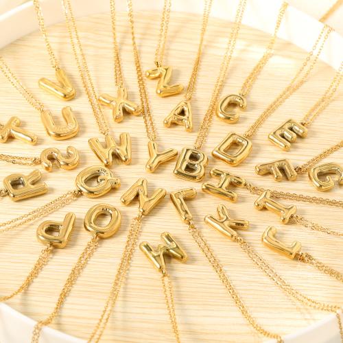 Stainless Steel Jewelry Necklace 304 Stainless Steel with 5cm extender chain Alphabet Letter fashion jewelry & for woman gold Length 45 cm Sold By PC