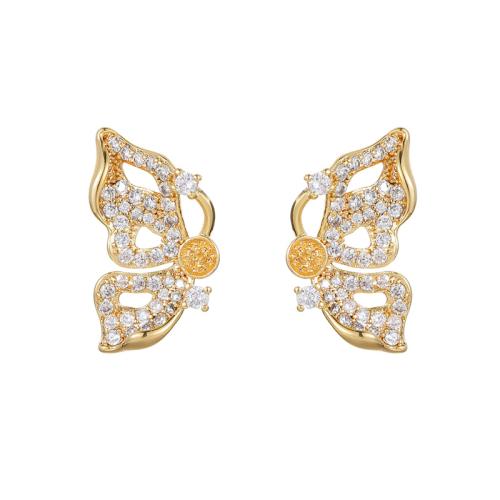 Brass Earring Stud Component, plated, DIY & different styles for choice & micro pave cubic zirconia, more colors for choice, Sold By Pair