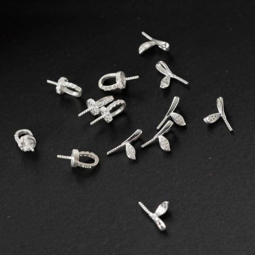 Argento 925 Ciondolo Bail, 925 argento sterlina, DIY & stili diversi per la scelta & Micro spianare cubic zirconia, argento, Venduto da PC