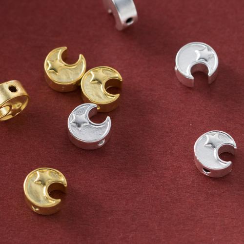 Gioielli Spacer Beads, 925 argento sterlina, Luna, DIY, nessuno, 11.50x11x5.50mm, Foro:Appross. 2mm, Venduto da PC