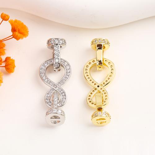 Brass Jewelry Clasps, plated, DIY & micro pave cubic zirconia, more colors for choice, 36.50x12.40mm, Sold By PC