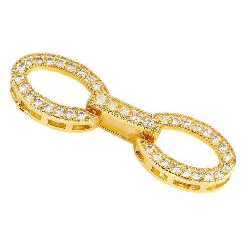 Brass Fold Over Clasp, plated, DIY & micro pave cubic zirconia, more colors for choice, 33x9.50mm, Sold By PC