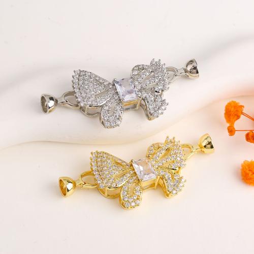 Brass Jewelry Clasps Butterfly plated DIY & micro pave cubic zirconia Sold By PC