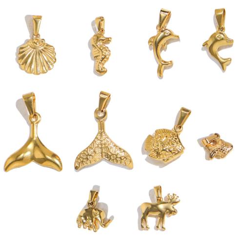 Stainless Steel Pendants 304 Stainless Steel plated DIY golden Sold By PC