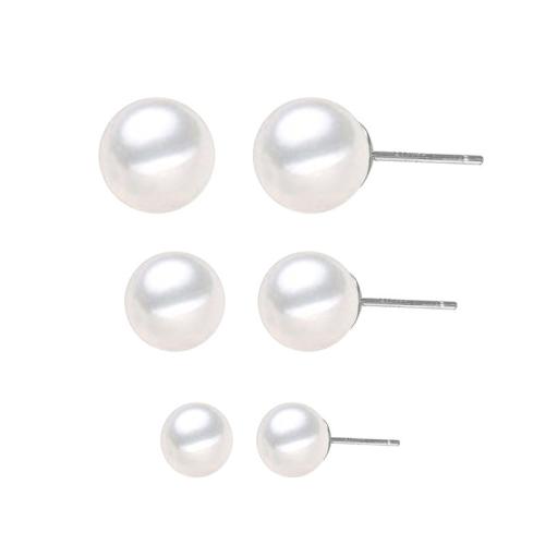 Stainless Steel Stud Earrings, 316L Stainless Steel, with Plastic Pearl, different size for choice & for woman, original color, Sold By Pair