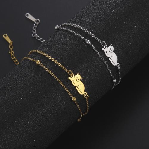 Stainless Steel Jewelry Bracelet 304 Stainless Steel Cat plated for woman Sold By PC