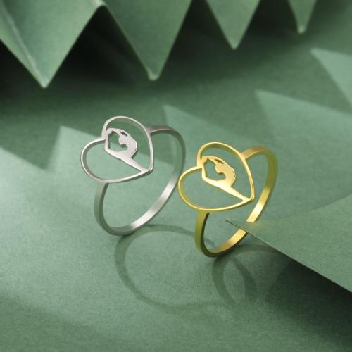 Stainless Steel Finger Ring 304 Stainless Steel Heart plated & for woman Sold By PC