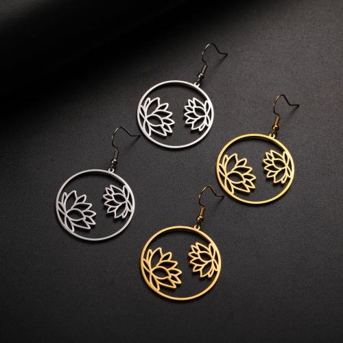 Stainless Steel Drop Earring, 304 Stainless Steel, Round, plated, for woman & hollow, more colors for choice, Sold By Pair