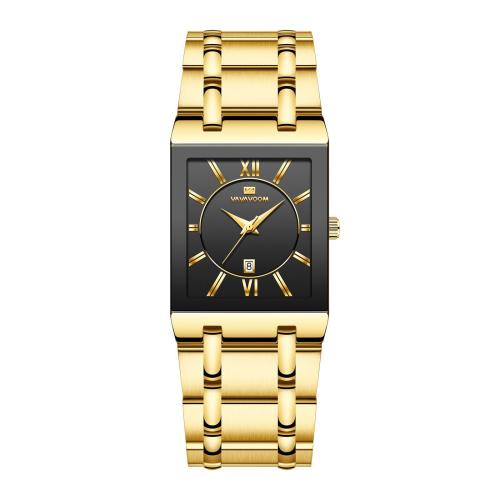 304 Stainless Steel Watch Bracelet with Glass & Zinc Alloy Rectangle plated Life water resistant & with roman number & with single calendar & for man Length Approx 210 mm Sold By PC