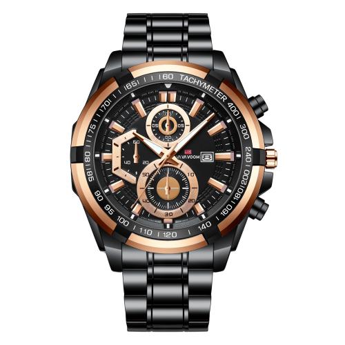 acero inoxidable 304 Pulsera de reloj, con Vidrio & aleación de zinc, Esférico, chapado, Resistente al agua de la vida & movimiento chino & con el calendario único & para hombre & luminoso, más colores para la opción, longitud:aproximado 220 mm, Vendido por UD