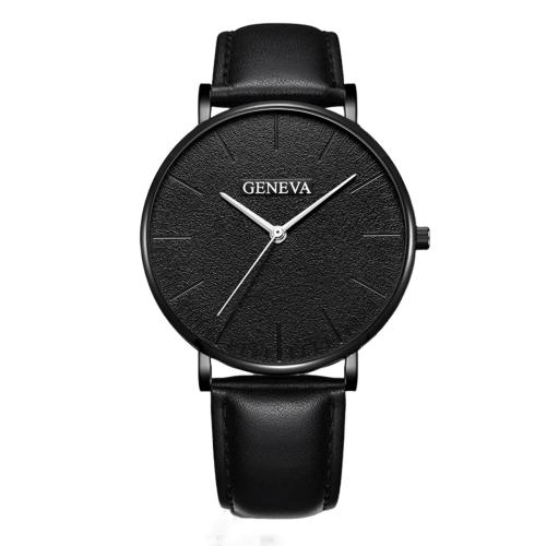 alliage de zinc bracelet de montre, avec cuir PU & verre & Acier inoxydable 304, Rond, Placage, mouvement chinoise & styles différents pour le choix & pour homme, Longueur:Environ 24.5 cm, Vendu par PC