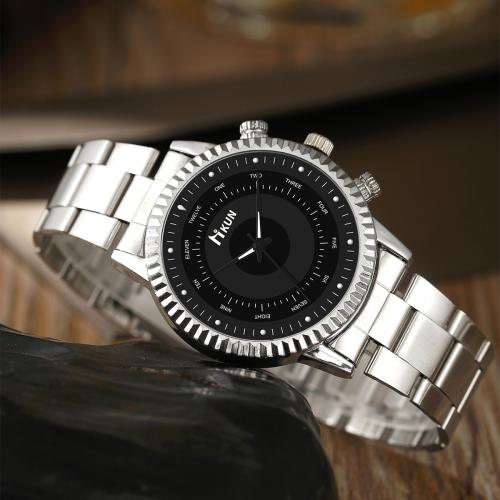 Zinc Alloy Watch Bracelet with Gemstone & Glass & 304 Stainless Steel Round plated Chinese movement & for man Sold By PC