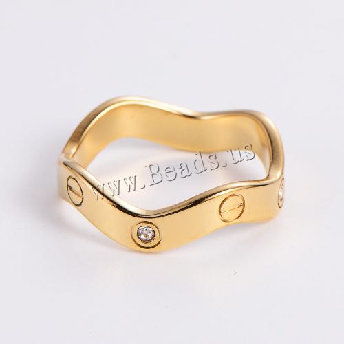 Anillo de dedo acero inoxidable del Rhinestone, acero inoxidable 304, Joyería & diverso tamaño para la opción & para mujer & con diamantes de imitación, más colores para la opción, Vendido por UD