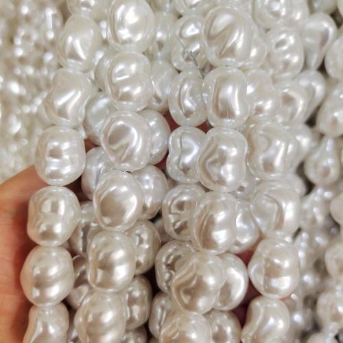 Plastic Pearl Beads, Baroque, DIY, white, 13.50x16mm, Approx 70PCs/Strand, Sold By Strand