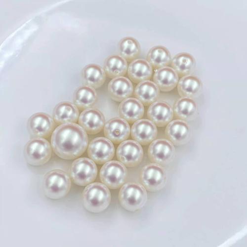 Plastic Pearl Beads, Round, DIY & different size for choice & half-drilled, white, Sold By Bag